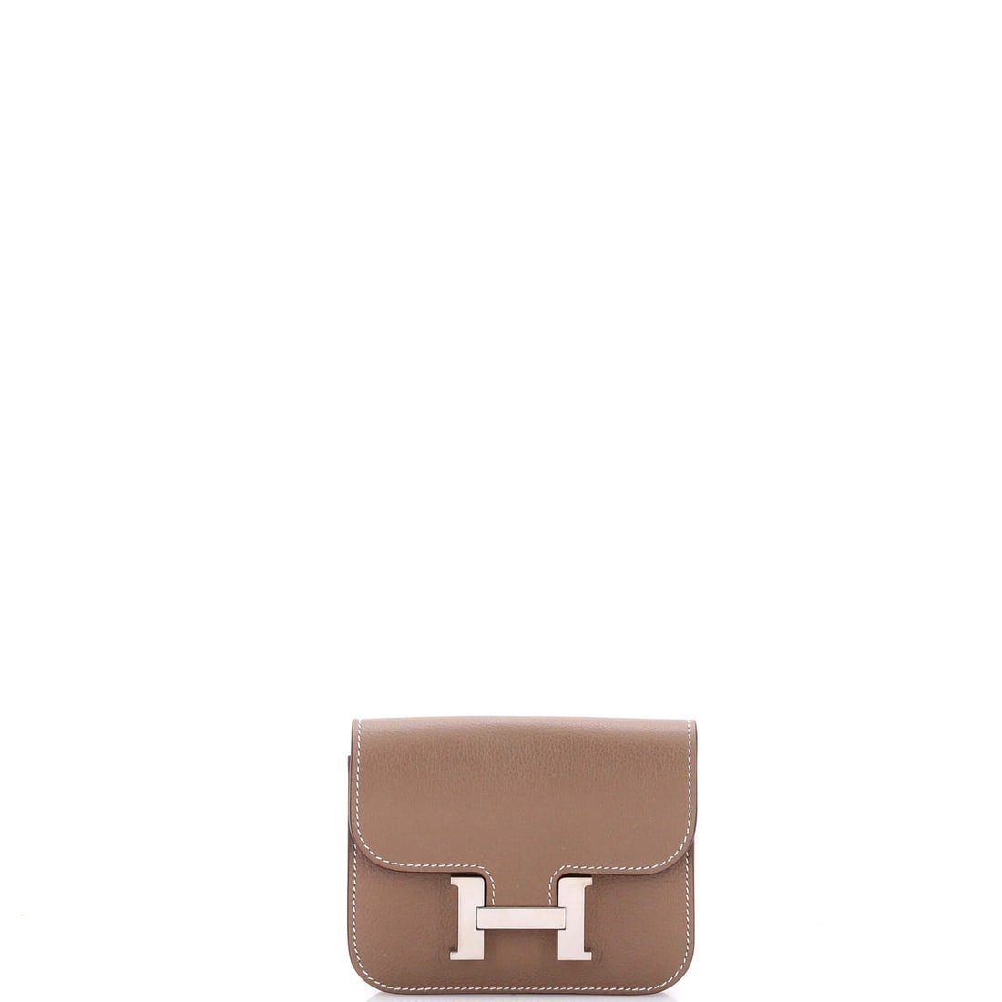 Hermes Constance Slim Wallet in Evercolor: Hermes Constance Slim Wallet in Evercolor The iconic Constance Slim Wallet from Herm?s is a timeless classic, boasting sleek gray leather exterior and interior, adorned with palladium hardware for a t