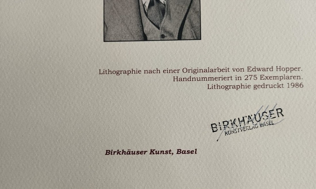 Numbered Edward Hopper Lithograph - 10