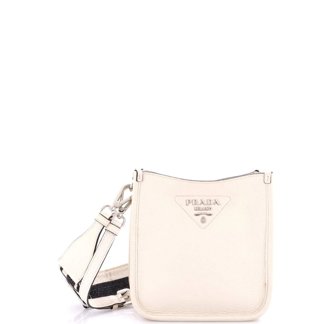 Mini Prada Logo Strap Crossbody Bag Vitello Daino: Mini Prada Logo Strap Crossbody Bag Vitello Daino A stylish mini Prada crossbody bag, the Vitello Daino is a chic accessory perfect for adding a touch of sophistication to any outfit. With its
