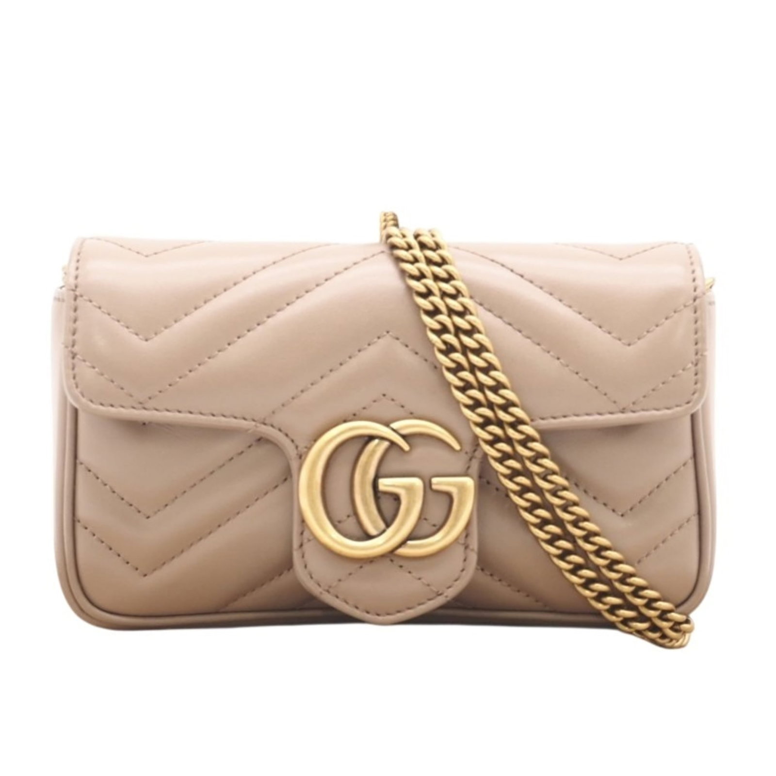 Gucci Leather Shoulder Bag: Gucci Leather Shoulder Bag A timeless Gucci leather shoulder bag in classic beige, perfect for adding an air of sophistication to any outfit. With its sturdy 10cm x 17cm x 6cm dimensions and