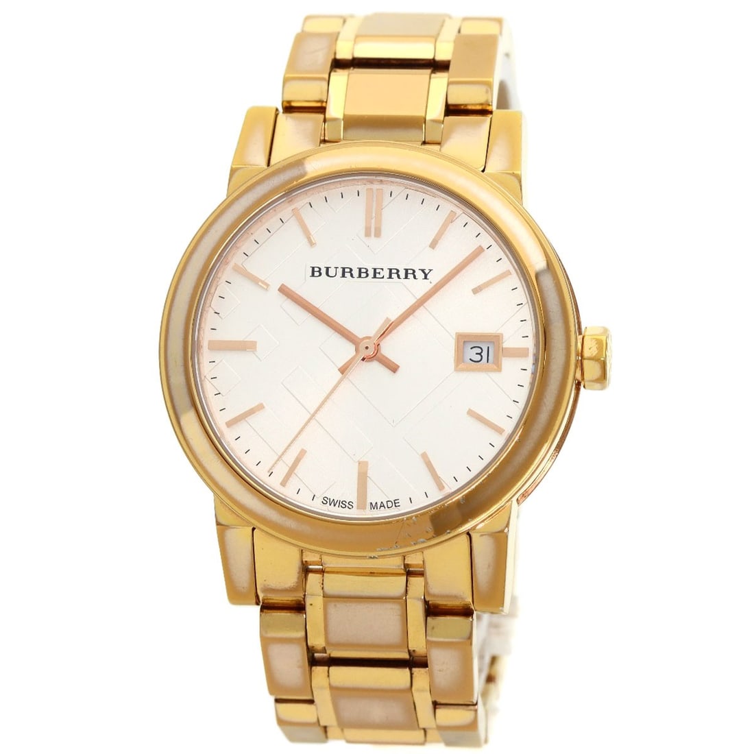 BURBERRY Round face Watches BU9104 Gold Plated/ Plated: BURBERRY Round face Watches BU9104 Gold Plated/ Plated Elevate your style with the iconic Burberry Round face Watch, boasting a sleek gold-plated design that adds a touch of luxury to any outfit.