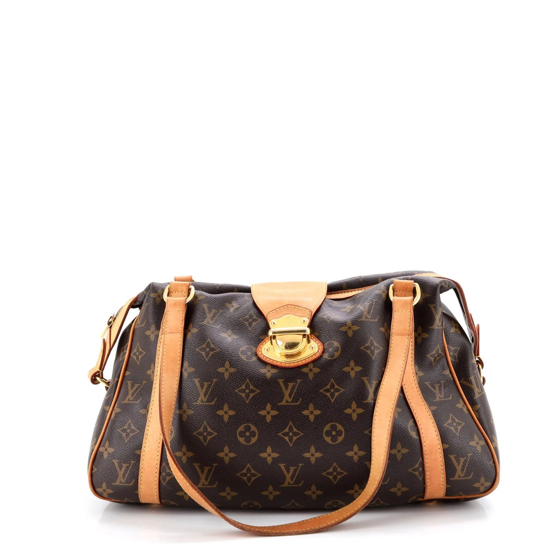 Louis Vuitton Stresa Monogram Canvas GM Handbag: Louis Vuitton Stresa Monogram Canvas GM Handbag Experience the timeless elegance of Louis Vuitton's iconic Stresa Monogram Canvas GM handbag, boasting a stunning brown canvas exterior with gold