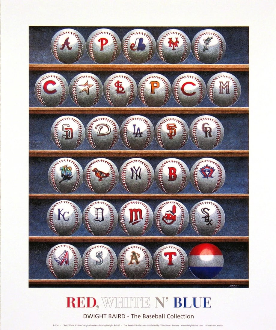 R DWIGHT BAIRD Red White N' Blue 18" x 15" Poster 1995 Outsider Art Multicolor: R DWIGHT BAIRD Red White N' Blue 18" x 15" Poster 1995 Outsider Art Multicolor Experience the vibrant colors and bold spirit of Dwight Baird's iconic 1995 poster, Red, White N' Blue, a rare example