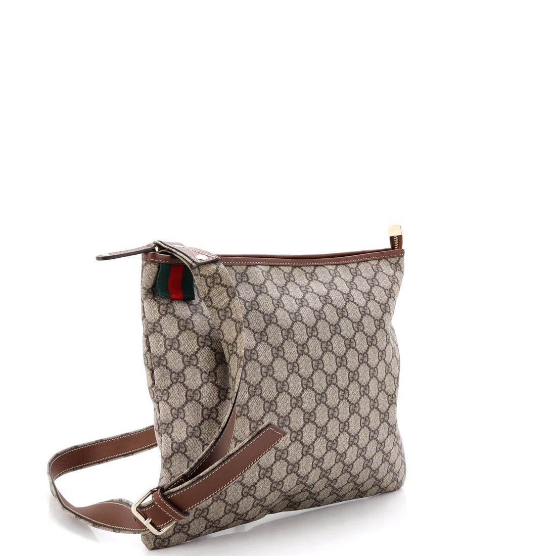 Large Gucci Web Loop Flat Messenger GG Coated Canvas - 2