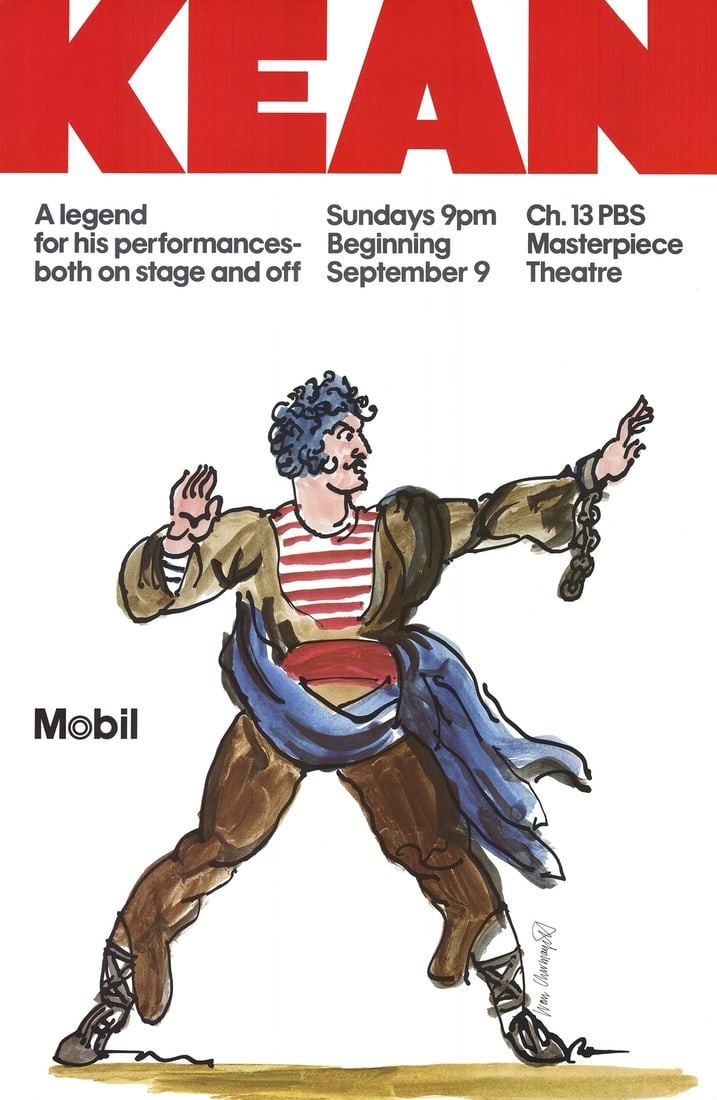 Contemporary IVAN CHERMAYEFF Kean 46" x 30" Offset Lithograph 1979: Contemporary IVAN CHERMAYEFF Kean 46" x 30" Offset Lithograph 1979 Experience the iconic style of Ivan Chermayeff with his 1979 offset lithograph, Kean, measuring 46 x 30 inches. This striking piece