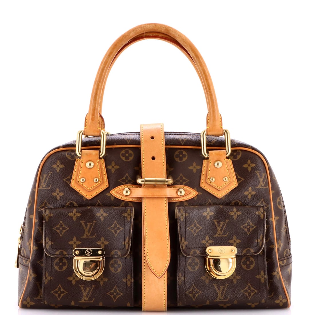 Louis Vuitton Manhattan Monogram Canvas GM Handbag: Louis Vuitton Manhattan Monogram Canvas GM Handbag A timeless classic, the Louis Vuitton Manhattan Monogram Canvas GM Handbag exudes sophistication with its iconic monogram pattern and rich brown