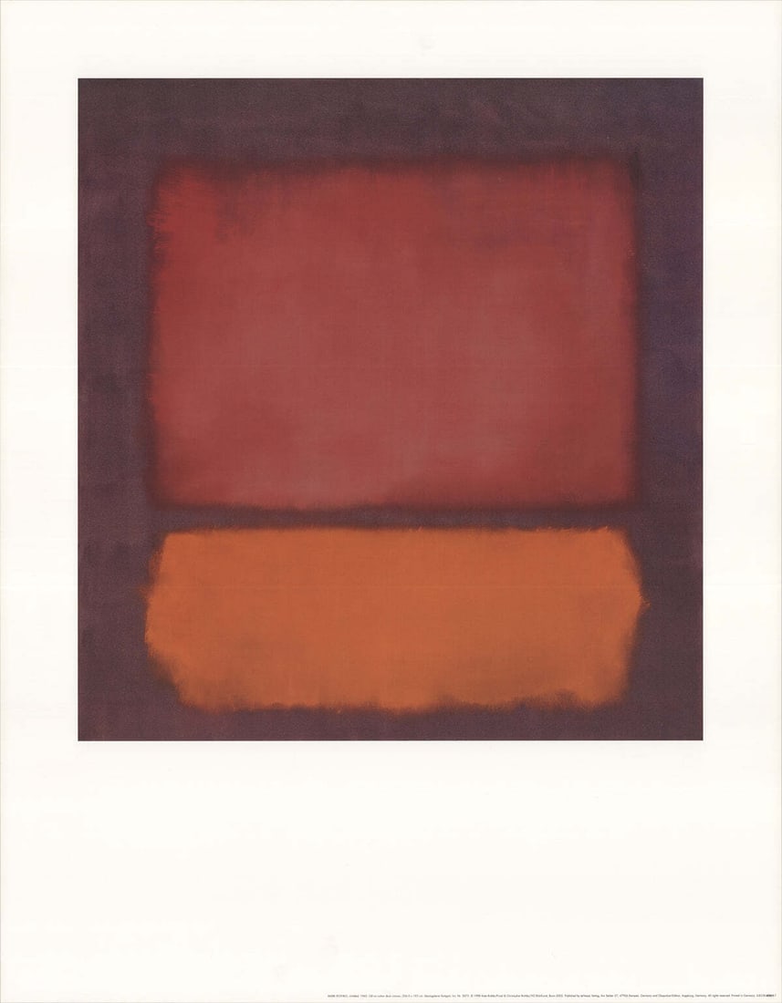 Abstract MARK ROTHKO Untitled (1962) (No Text) 35.5" x 27.5" Poster 2002: Abstract MARK ROTHKO Untitled (1962) (No Text) 35.5" x 27.5" Poster 2002 Experience the iconic abstract expressionism of Mark Rothko with his 2002 offset lithograph, Untitled (1962). This stunning pos