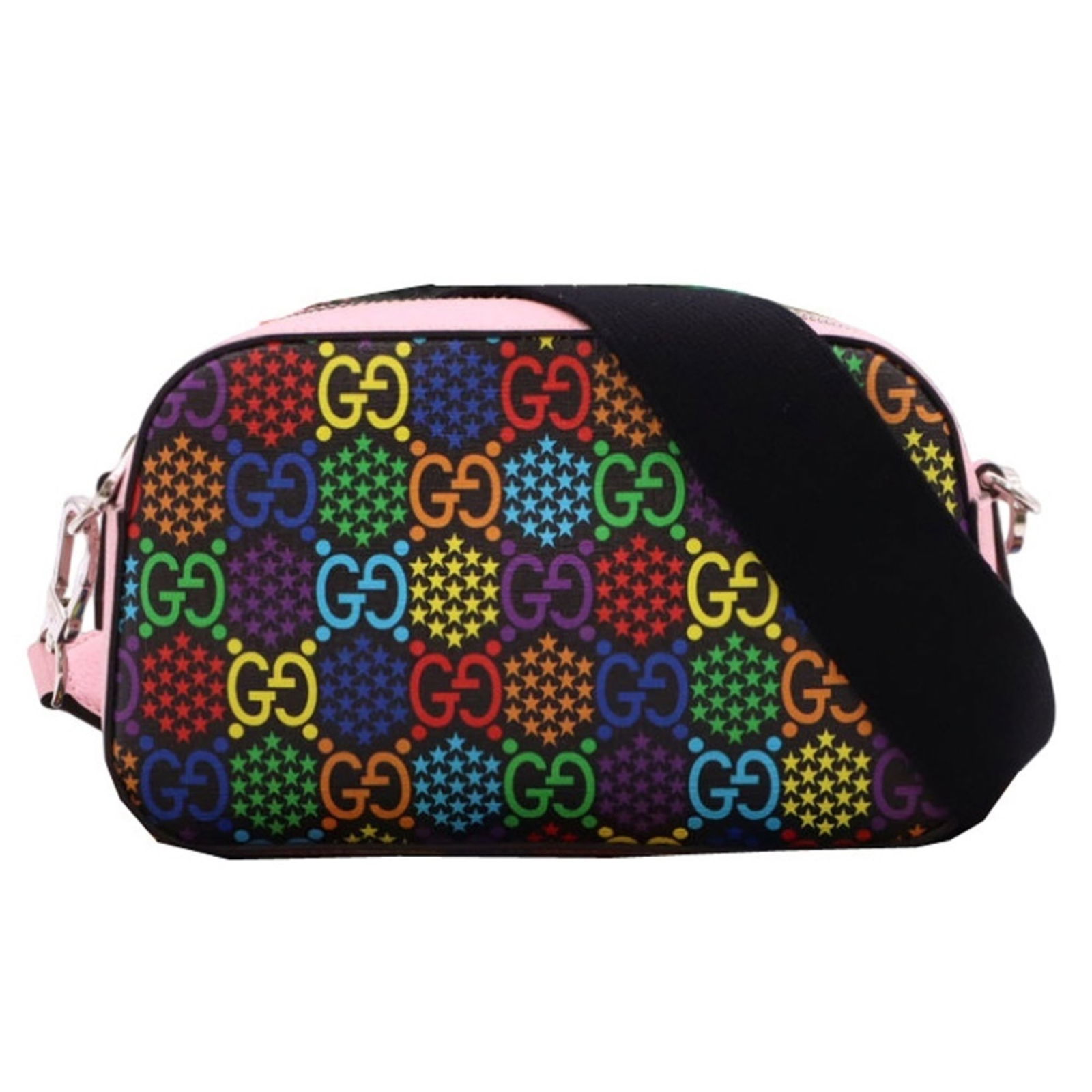 Gucci Leather Shoulder Bag: Gucci Leather Shoulder Bag A vibrant multi-color Gucci leather shoulder bag in excellent condition, with subtle signs of wear from previous use. The iconic design and premium quality make this bag a s