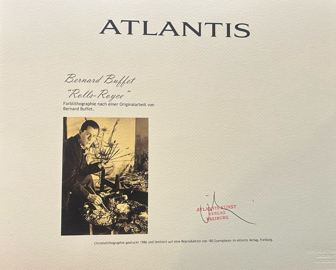 Bernard Buffet Rolls-Royce Lithograph Op # - 9