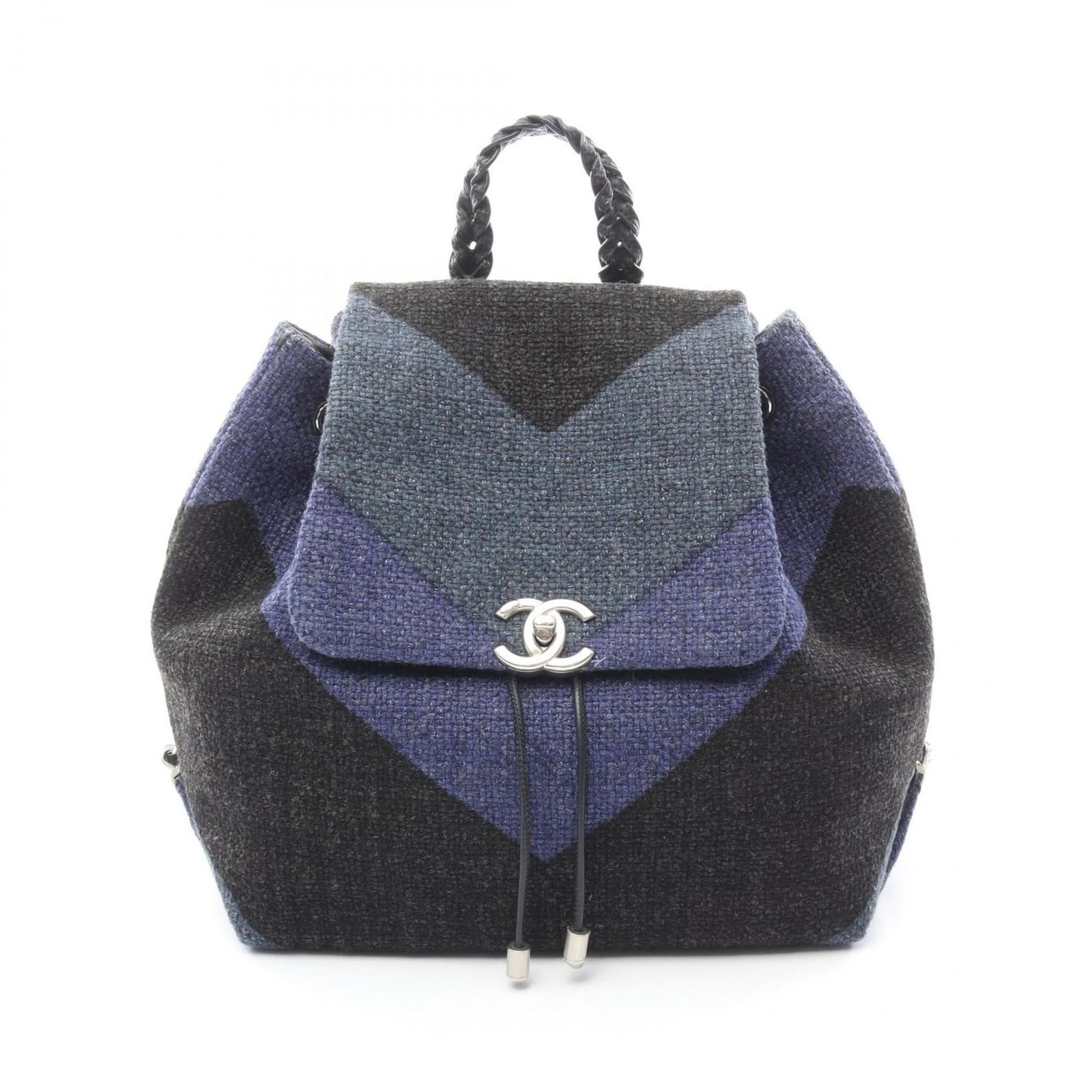 Fabric - Chanel Backpack - Handbag Leather: Fabric - Chanel Backpack - Handbag Leather A pre-owned Chanel backpack in luxurious leather, available in black, blue, and green hues, boasts a timeless design that exudes sophistication and