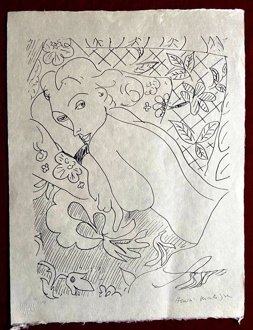 Picasso Henri Matisse Lithograph Made Numbered & Pablo: Picasso Henri Matisse Lithograph Made Numbered & Pablo A stunning lithograph by Pablo Picasso, created in collaboration with the renowned French artist Henri Matisse, measures 45 x 60 cm on full