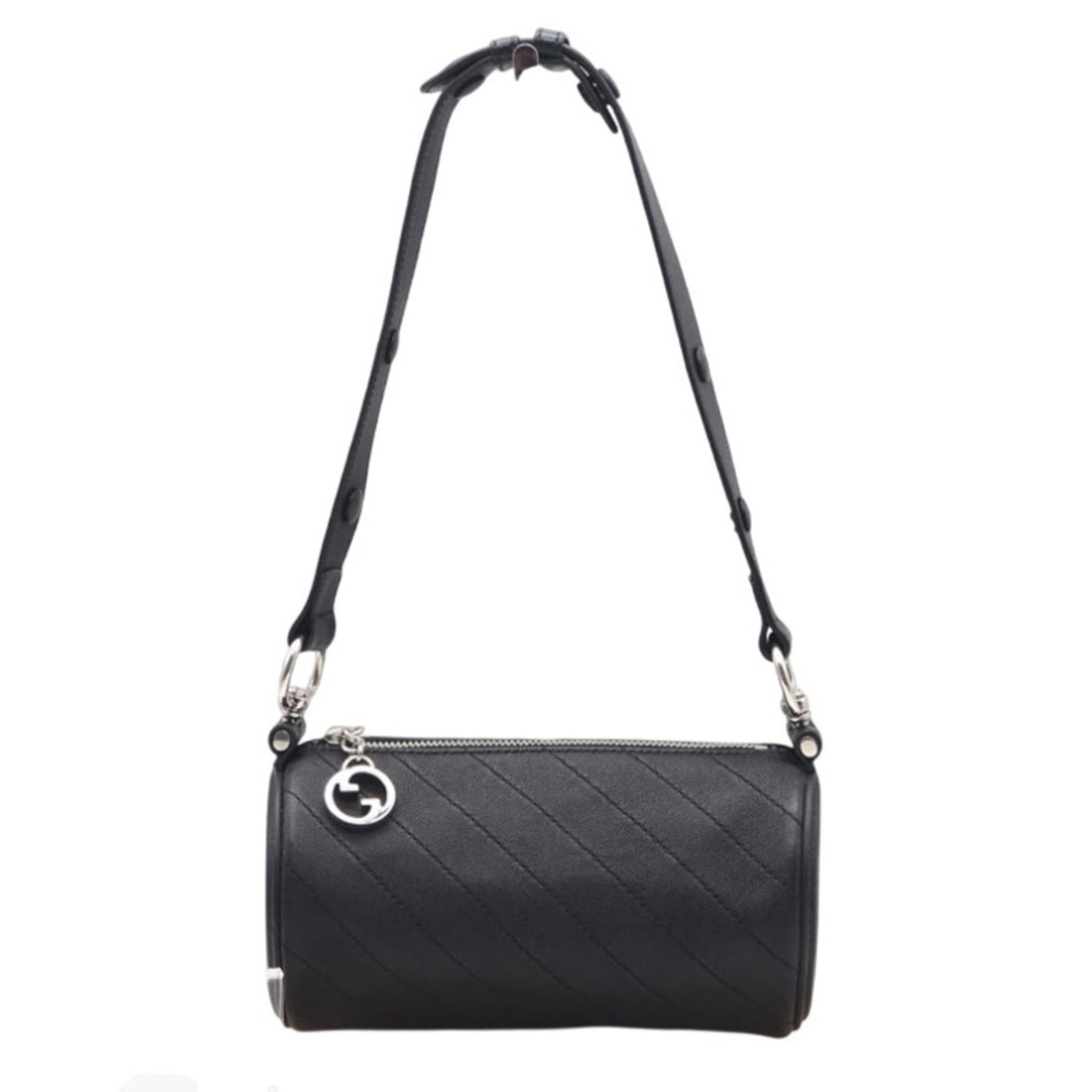 Gucci Leather Shoulder Bag: Gucci Leather Shoulder Bag Elevate your everyday style with this pre-owned Gucci leather shoulder bag, boasting sleek black leather and classic design. With its spacious interior and comfortable