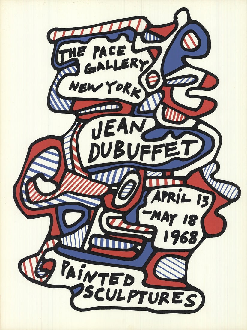 Modernism JEAN DUBUFFET Painted Sculptures 24.75" x 18.75" Lithograph 1968: Modernism JEAN DUBUFFET Painted Sculptures 24.75" x 18.75" Lithograph 1968 A rare opportunity to own a piece of modern art, this 1968 lithograph by Jean Dubuffet showcases the artist's signature abstr