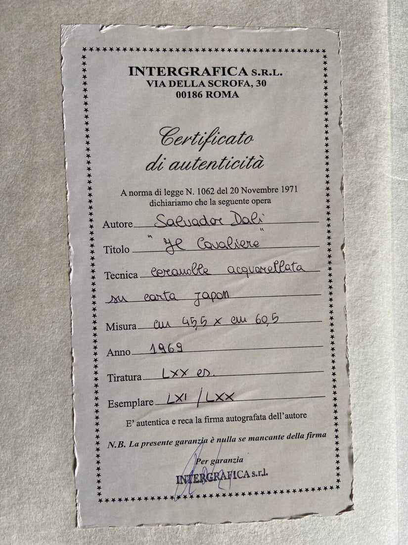 Numbered - Salvador Dal Etching -Made - 7