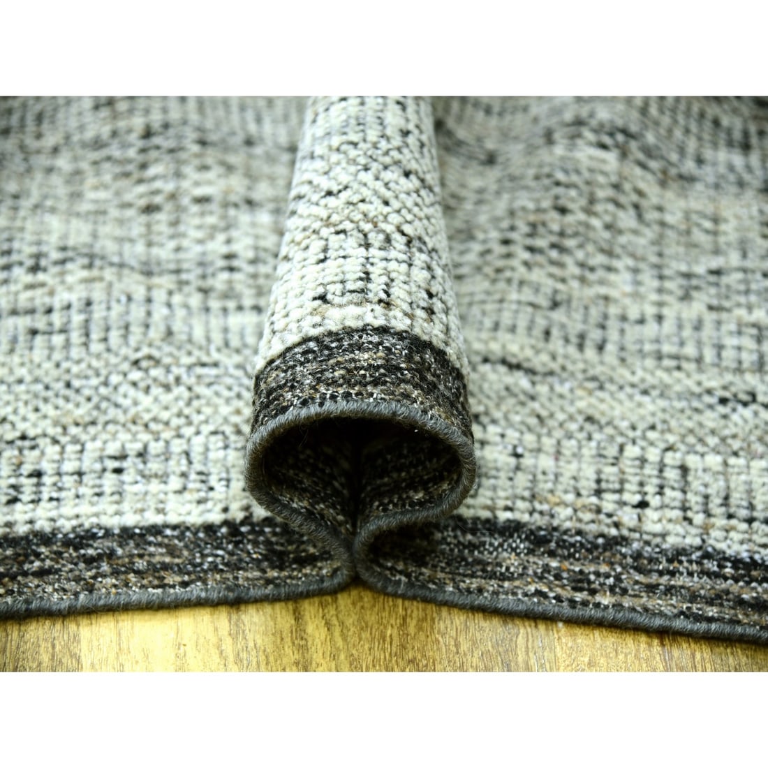 Rug 12'2"x15' Gray & Black Hand Knotted Oxidized Grass Design Oversized - 5