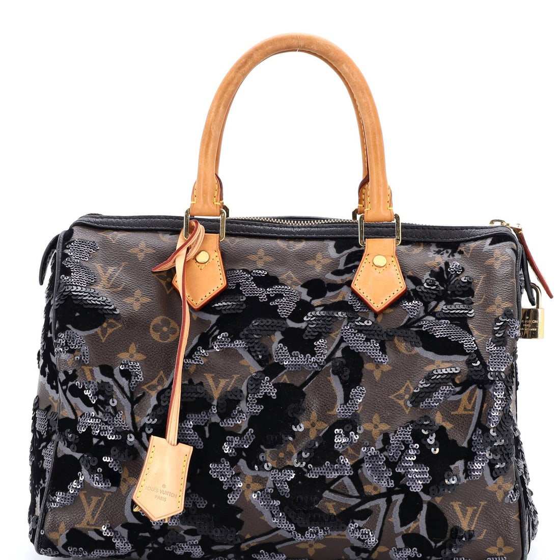 Louis Vuitton Speedy 30 Fleur de Jais Monogram Canvas Handbag: Louis Vuitton Speedy 30 Fleur de Jais Monogram Canvas Handbag Experience the timeless elegance of Louis Vuitton's iconic Speedy 30 Fleur de Jais Monogram Canvas handbag, boasting a rich brown