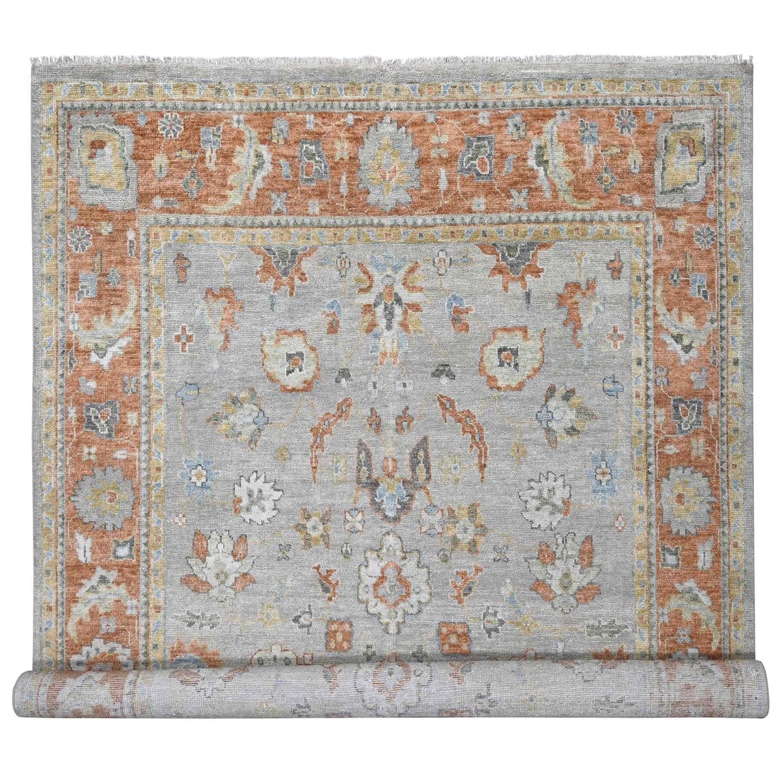 Rug 11'10"x14'9" Tan Color Oushak Design Wool Hand Knotted Oversized: Rug 11'10"x14'9" Tan Color Oushak Design Wool Hand Knotted Oversized Experience the rich beauty of traditional Indian craftsmanship with this stunning 11'10"x14'9" Oushak design wool hand-knotted rug,