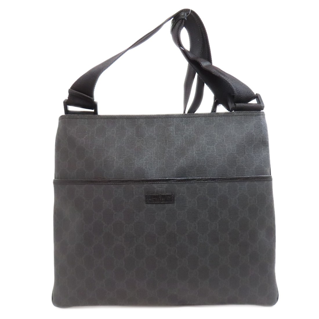 Gucci GG Supreme Shoulder Bag (PVC): Gucci GG Supreme Shoulder Bag (PVC) The Gucci GG Supreme Shoulder Bag is a sleek and modern statement piece, boasting a striking PVC exterior in black that exudes luxury and sophistication. This