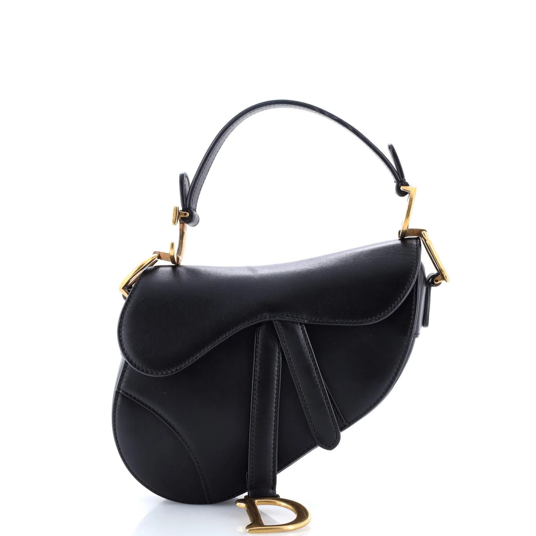 Christian Dior Mini Saddle Leather Handbag: Christian Dior Mini Saddle Leather Handbag Elevate your style with the iconic Christian Dior Mini Saddle Leather Handbag, boasting sleek black leather exterior and suede interior in perfect harmony.