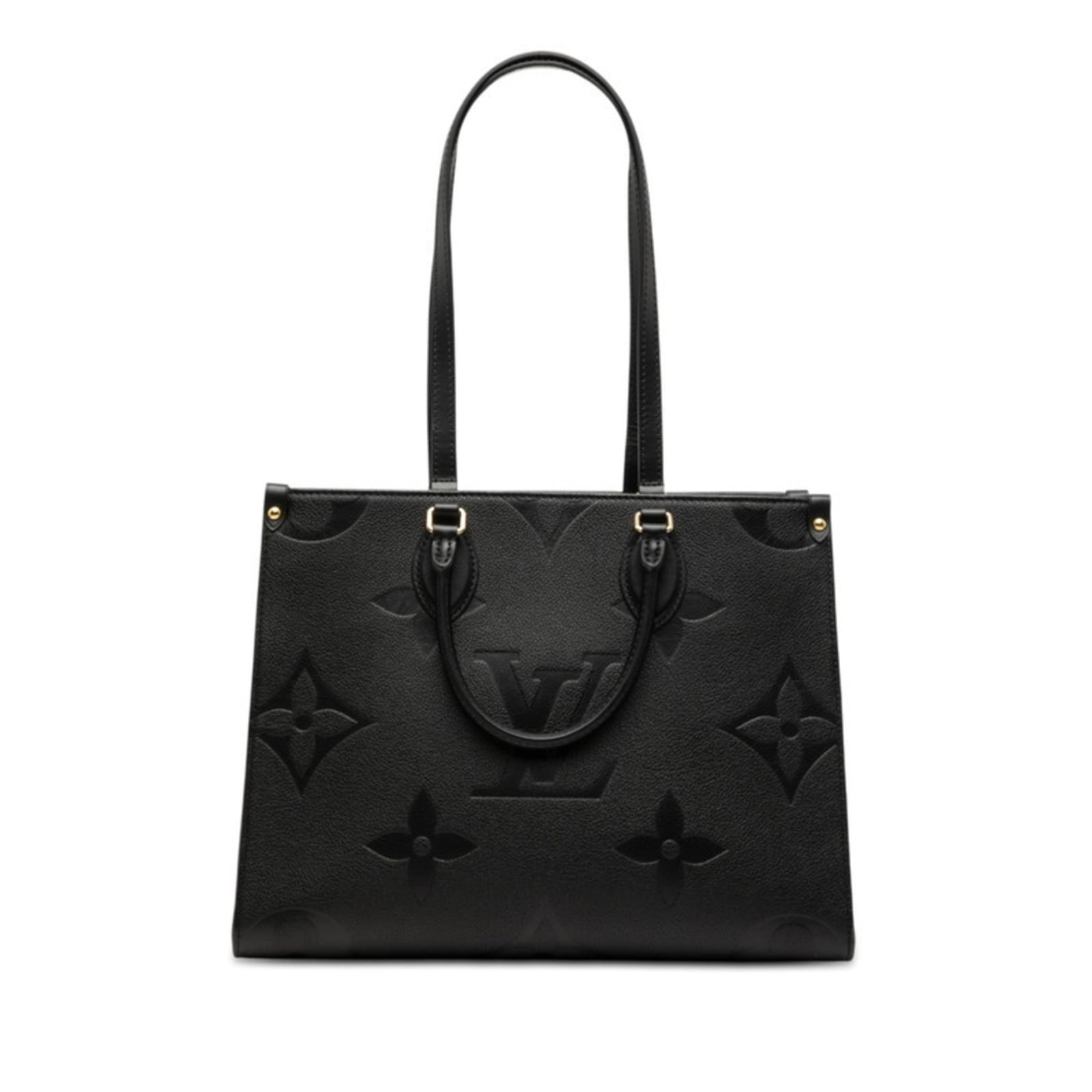 Louis Vuitton Tote Bag in Leather: Louis Vuitton Tote Bag in Leather A timeless and sophisticated accessory, this Louis Vuitton tote bag in black leather exudes elegance with its classic design and premium materials. With its spacious