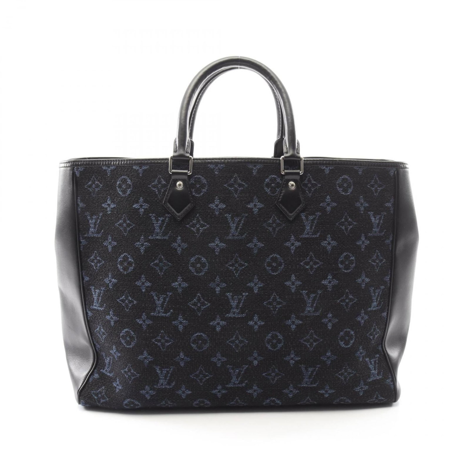 Louis Vuitton Tote Bag in Leather and Canvas: Louis Vuitton Tote Bag in Leather and Canvas A timeless classic, this Louis Vuitton tote bag in black leather and canvas exudes sophistication and elegance. With its spacious interior and sturdy desig