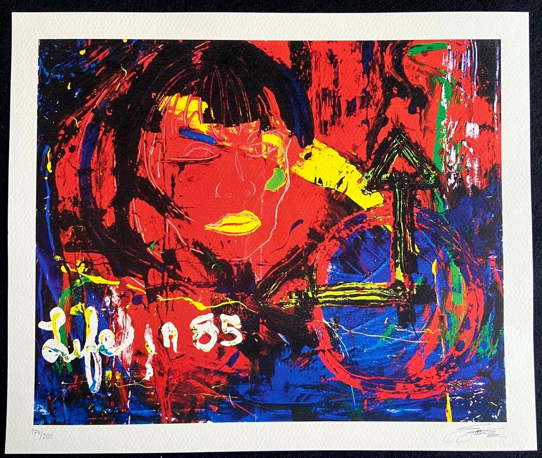 200Ex Sylvester Stallone 'Life 85' Lithograph: 200Ex Sylvester Stallone 'Life 85' Lithograph Own a piece of cinematic history with this rare 200Ex lithograph of Sylvester Stallone's iconic character Rocky Balboa, signed by the artist himself.