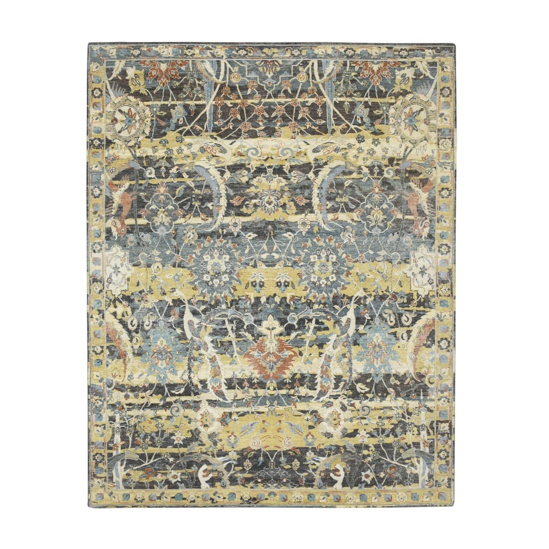 Oriental Hand Knotted Rug 8'x10'1" Brown Erased Birds Design Wool Abrash: Oriental Hand Knotted Rug 8'x10'1" Brown Erased Birds Design Wool Abrash Experience the timeless beauty of India's rich cultural heritage with this stunning 8'x10' hand-knotted wool rug, adorned with