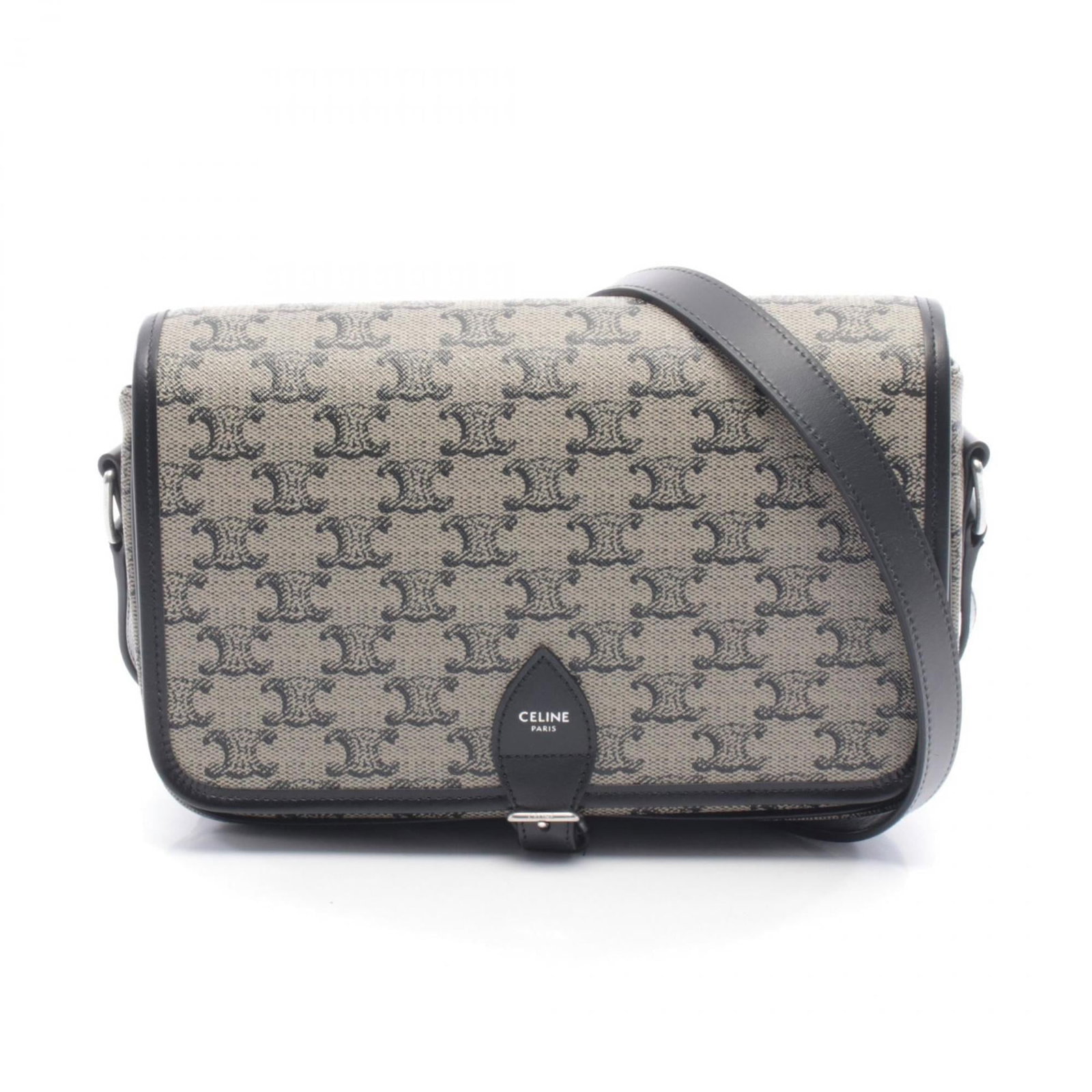 Celine Shoulder Bag in Coated Canvas and Leather: Celine Shoulder Bag in Coated Canvas and Leather A stylish and versatile Celine shoulder bag, crafted from premium coated canvas and luxurious leather, boasts a timeless beige and black color