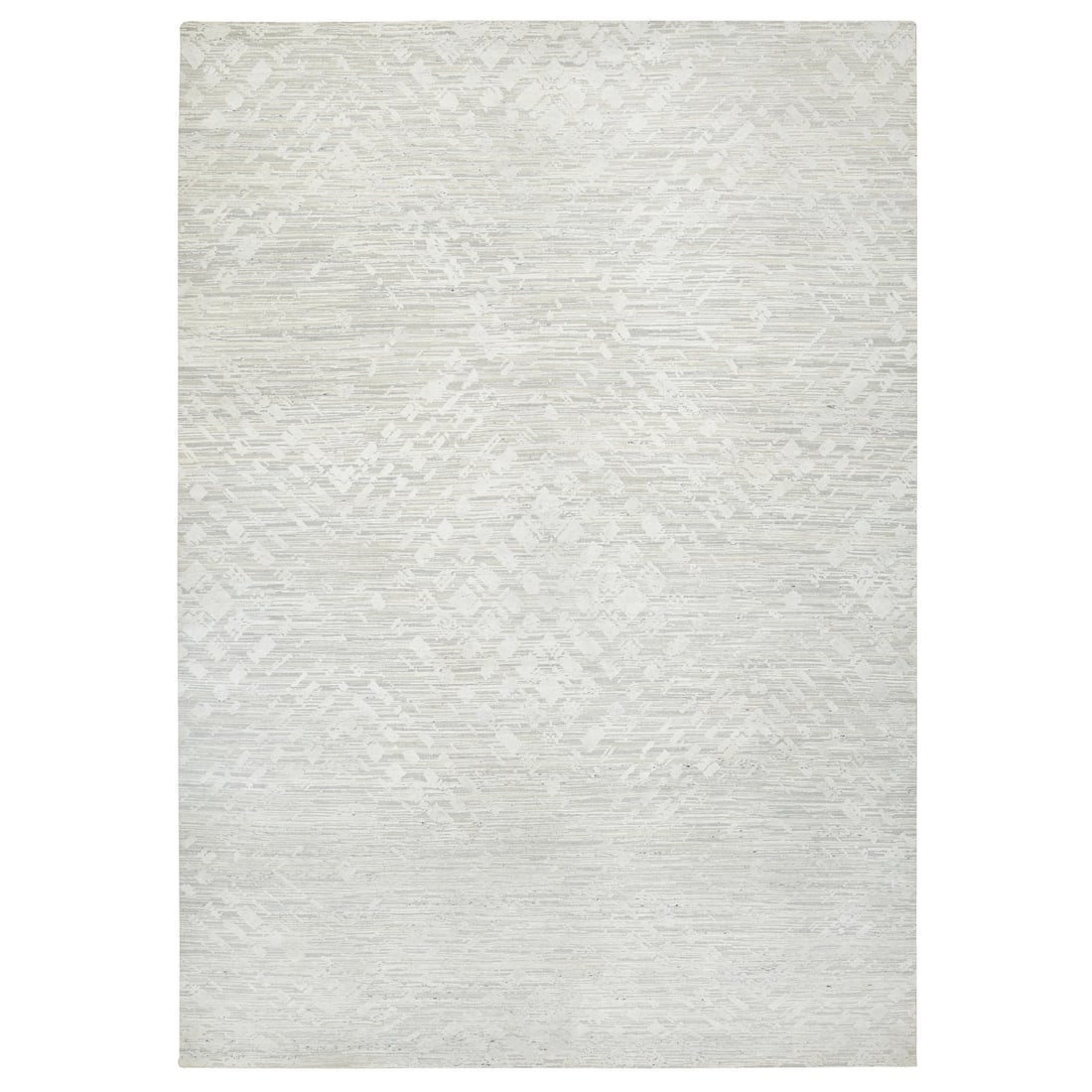 Rug 14'x19'9" Light Gray Wool Hand Knotted Modern Design Oversized: Rug 14'x19'9" Light Gray Wool Hand Knotted Modern Design Oversized Experience the timeless elegance of India's rich cultural heritage with this stunning 14'x19'9" light gray wool hand-knotted modern d