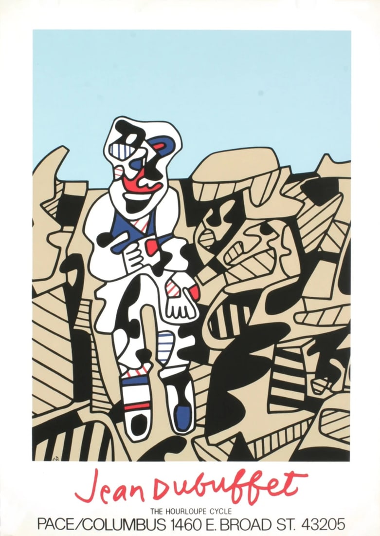 Outsider JEAN DUBUFFET Inspection of the Territory 33.5" x 23.5" Serigraph 1974 (1 of 1)