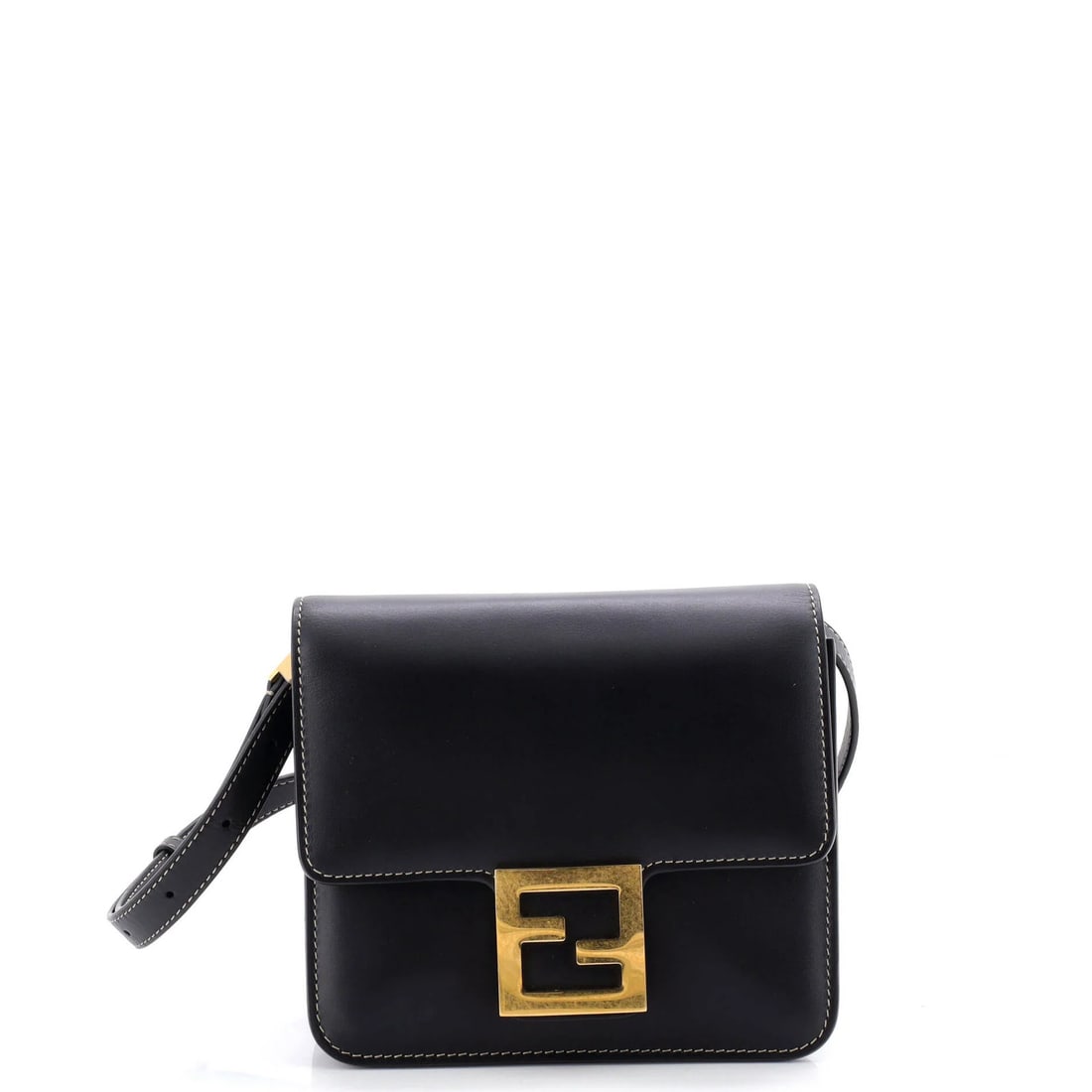 Fendi Fab Shoulder Bag in Leather: Fendi Fab Shoulder Bag in Leather Experience the epitome of luxury with this stunning Fendi Fab Shoulder Bag in sleek black leather. With its timeless design, aged gold hardware, and spacious interior