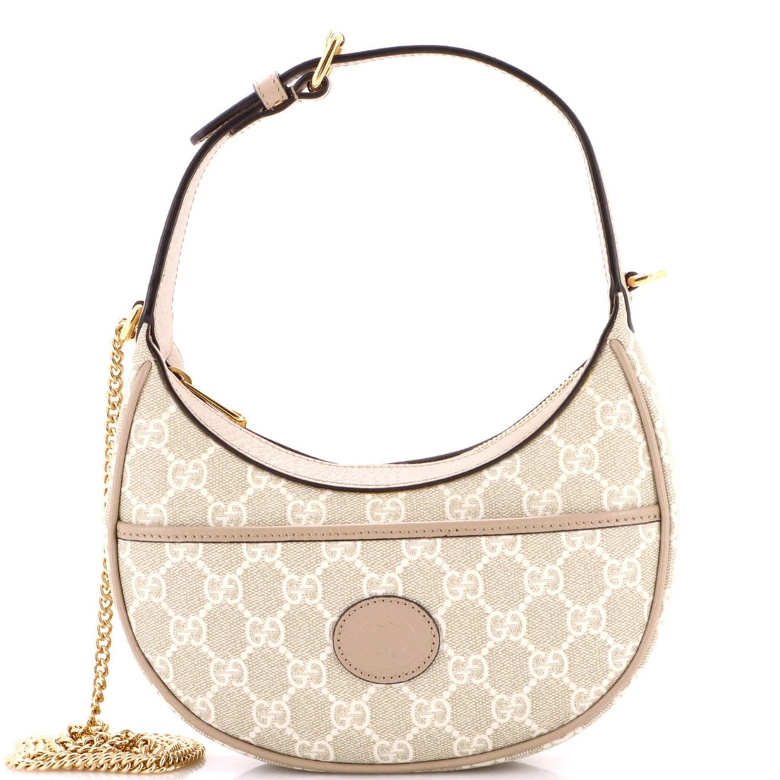 Gucci Interlocking G Patch Mini Hobo in GG Coated Canvas: Gucci Interlocking G Patch Mini Hobo in GG Coated Canvas Experience the iconic Gucci style in a compact and stylish mini hobo bag, perfect for adding a touch of luxury to any outfit. The Interlocking