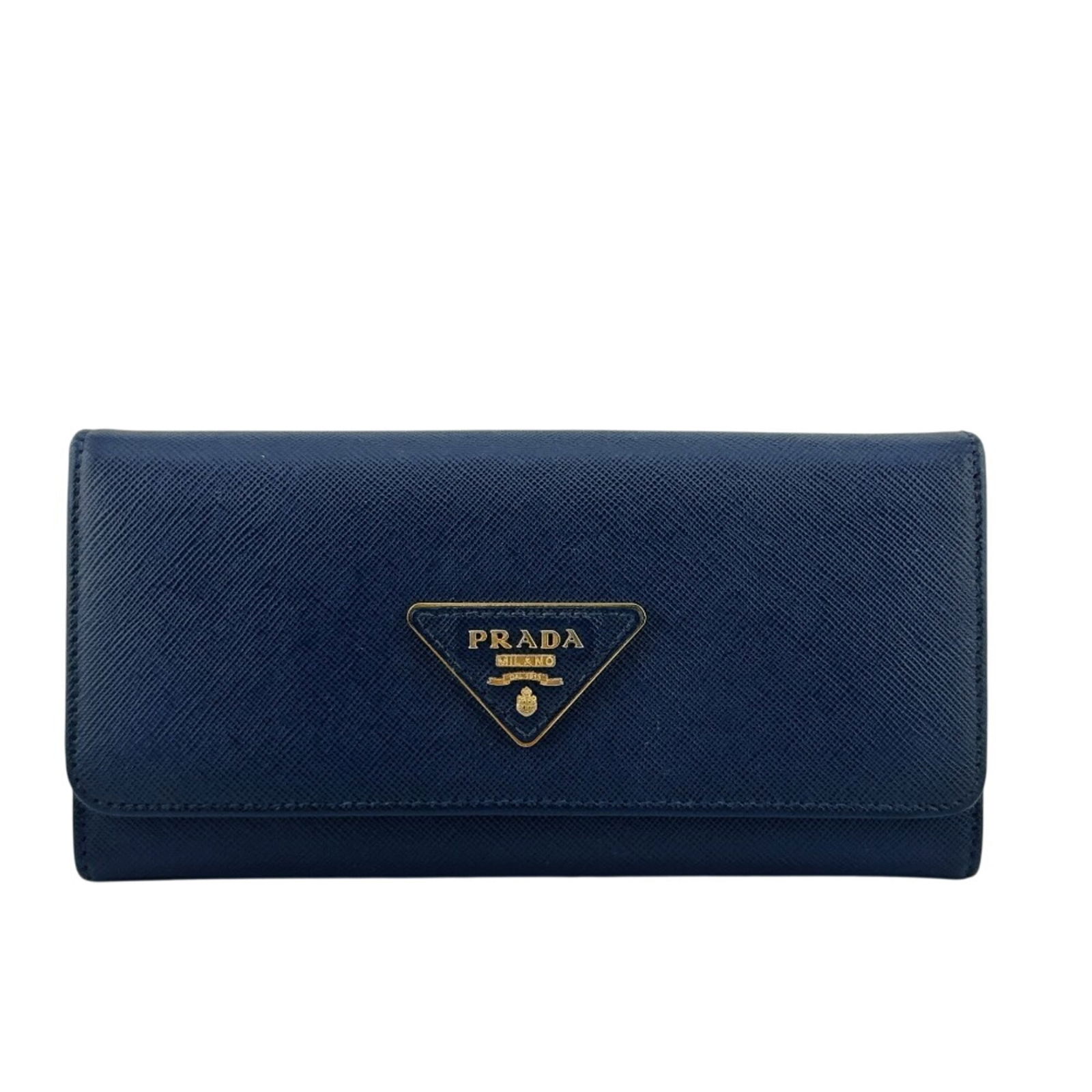 Prada Bi-Fold Leather Wallet: Prada Bi-Fold Leather Wallet A classic Prada bi-fold leather wallet, perfect for adding a touch of sophistication to your daily essentials. With its timeless navy color and durable leather
