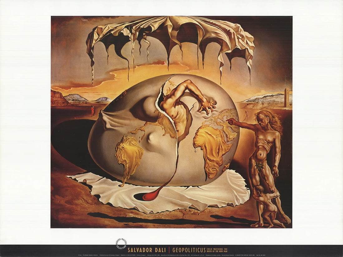 SALVADOR DALI Child Watching the Birth of New Man 23.75" x 31.5" Offset Lith: SALVADOR DALI Child Watching the Birth of New Man 23.75" x 31.5" Offset Lith Experience the surreal world of Salvador Dali with his iconic offset lithograph, Child Watching the Birth of New Man. This