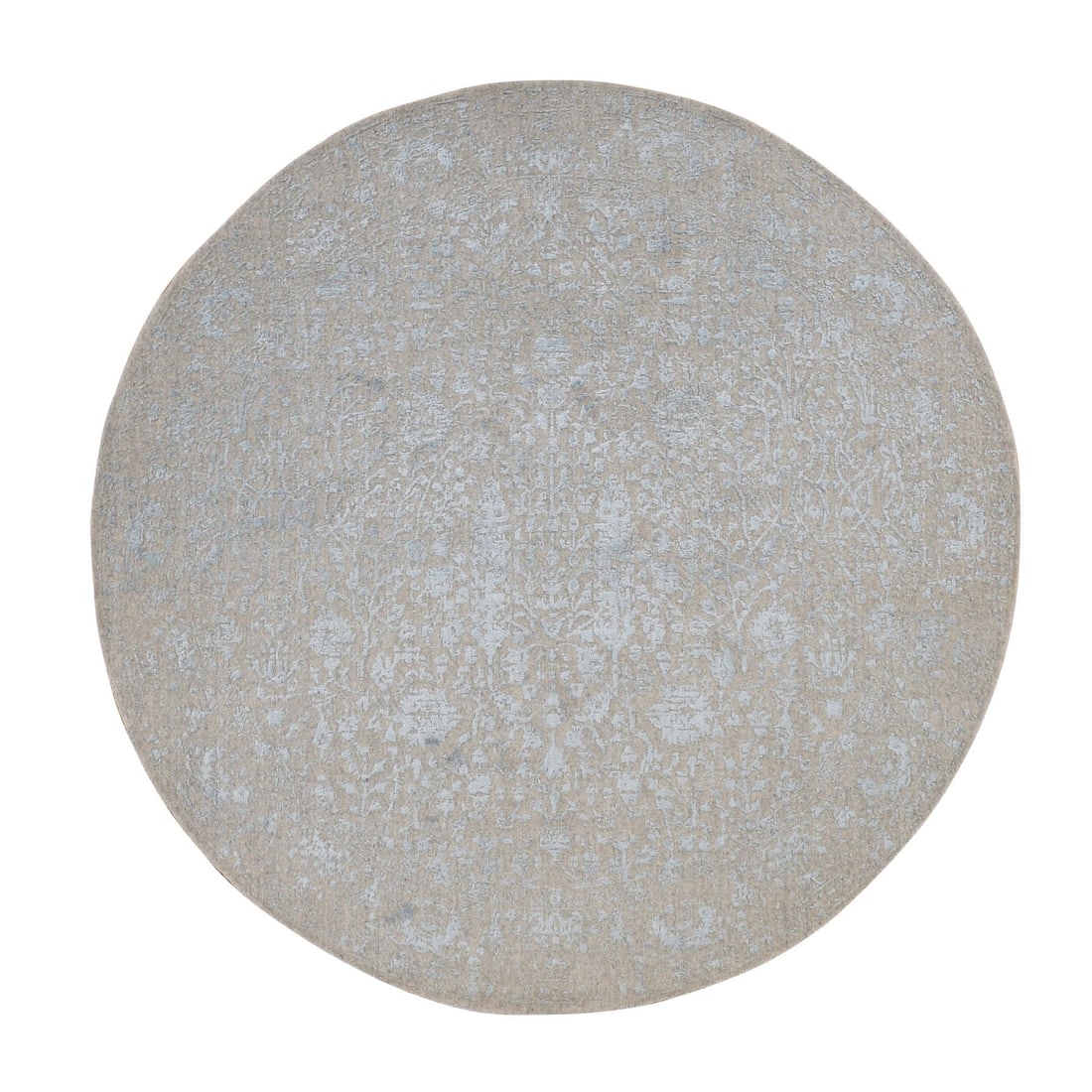Rug 6'x6' Gray Broken Cypress Tree Design Wool Hand Loomed Round: Rug 6'x6' Gray Broken Cypress Tree Design Wool Hand Loomed Round Add warmth and character to your home with this stunning 6'x6' gray wool rug, handloomed in the USA using traditional techniques. The