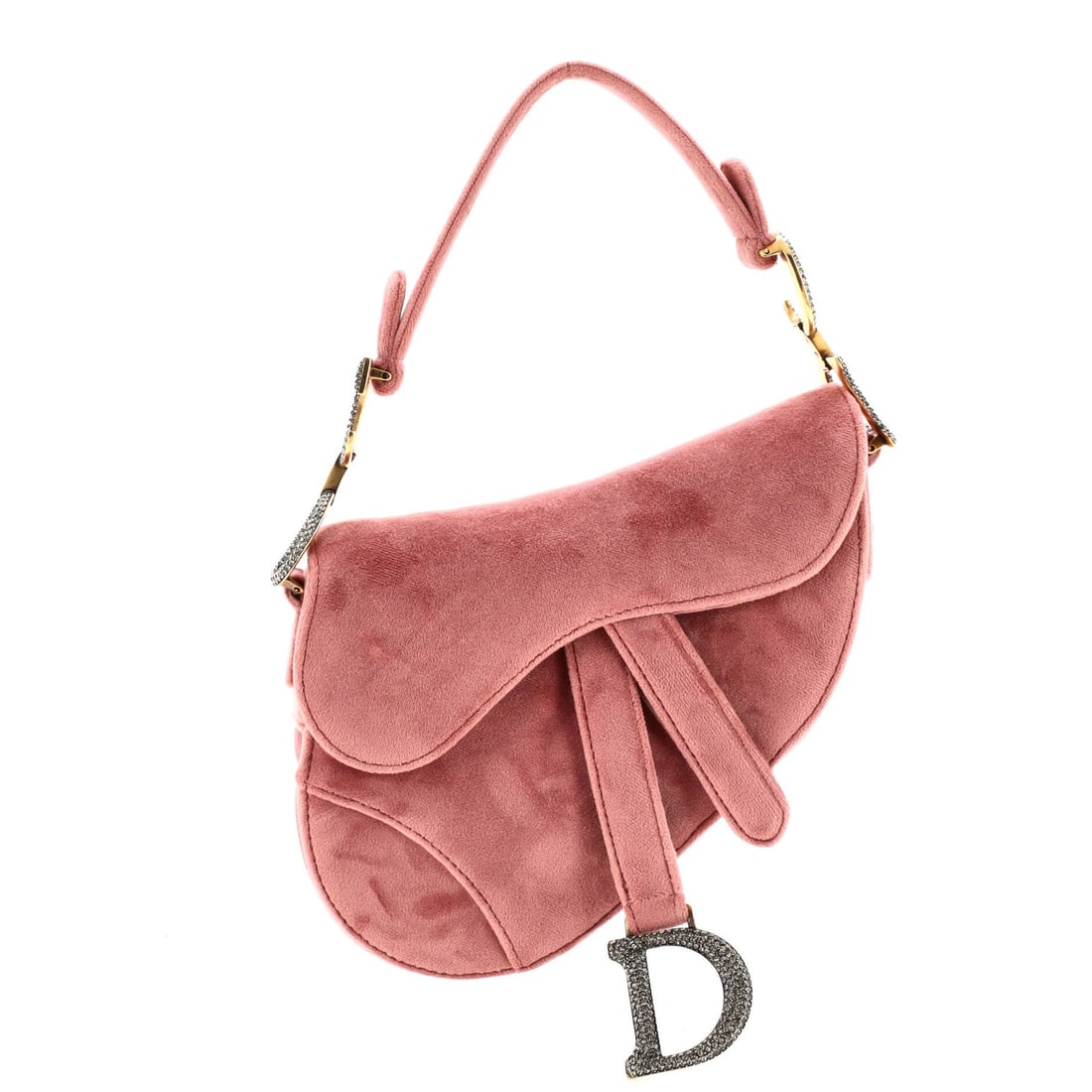 Mini Christian Dior Saddle Handbag Velvet with Crystals: Mini Christian Dior Saddle Handbag Velvet with Crystals Elevate your style with the iconic Mini Christian Dior Saddle Handbag Velvet, boasting crystal-embellished accents and a luxurious velvet exteri