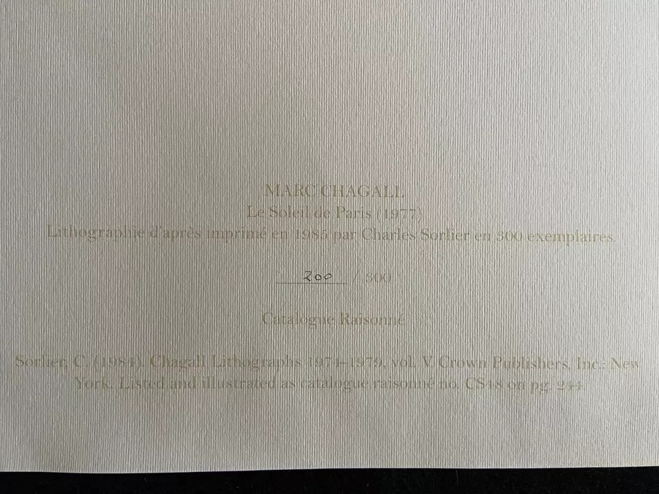 Sorlier - Marc Chagall Lithograph Numbered Published - 6