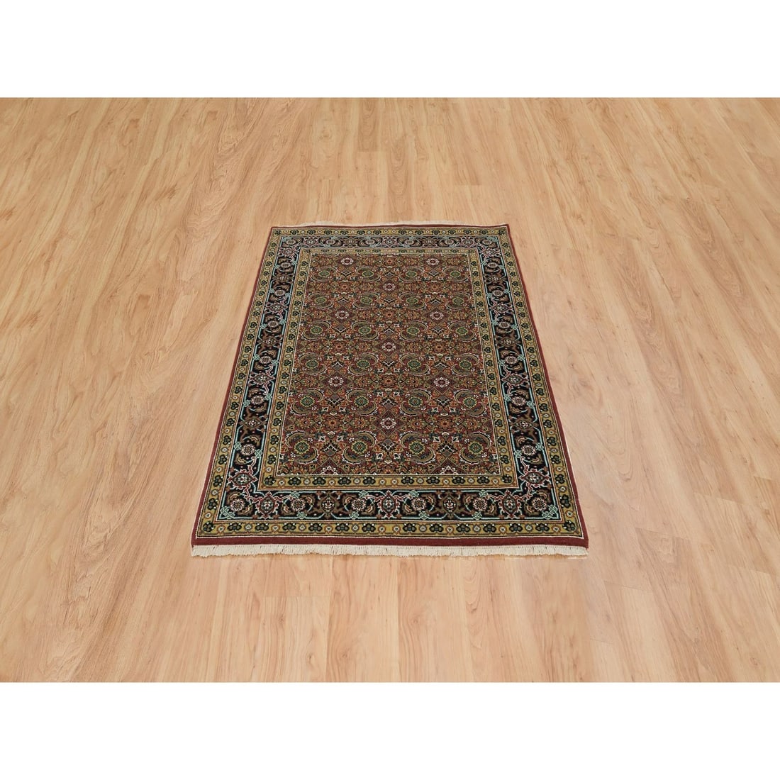 Rug 4'2"x6' Red Herrita Fish Design 175 KSPI Hand Knotted Wool and Silk - 2