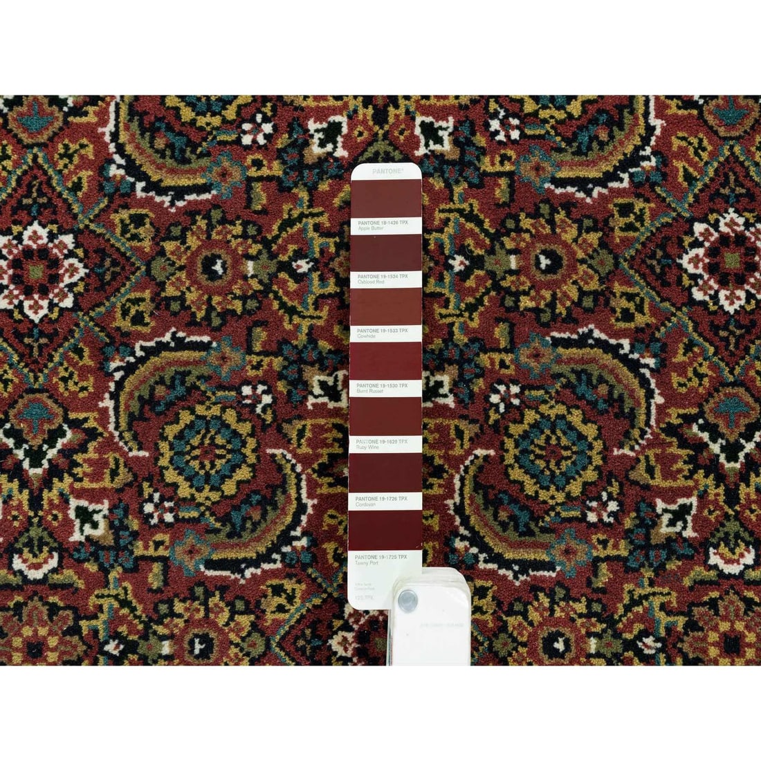 Rug 4'2"x6' Red Herrita Fish Design 175 KSPI Hand Knotted Wool and Silk - 4