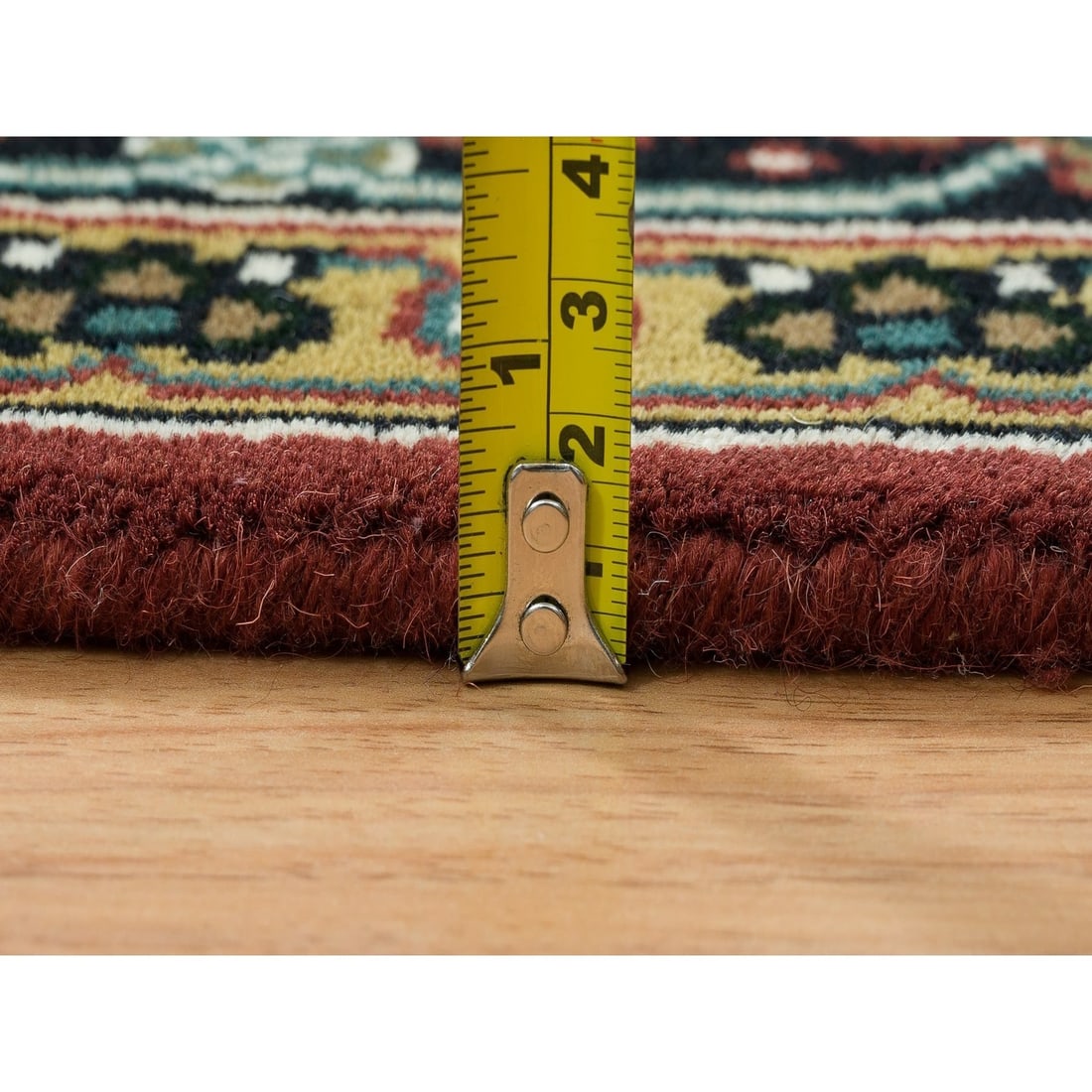 Rug 4'2"x6' Red Herrita Fish Design 175 KSPI Hand Knotted Wool and Silk - 7