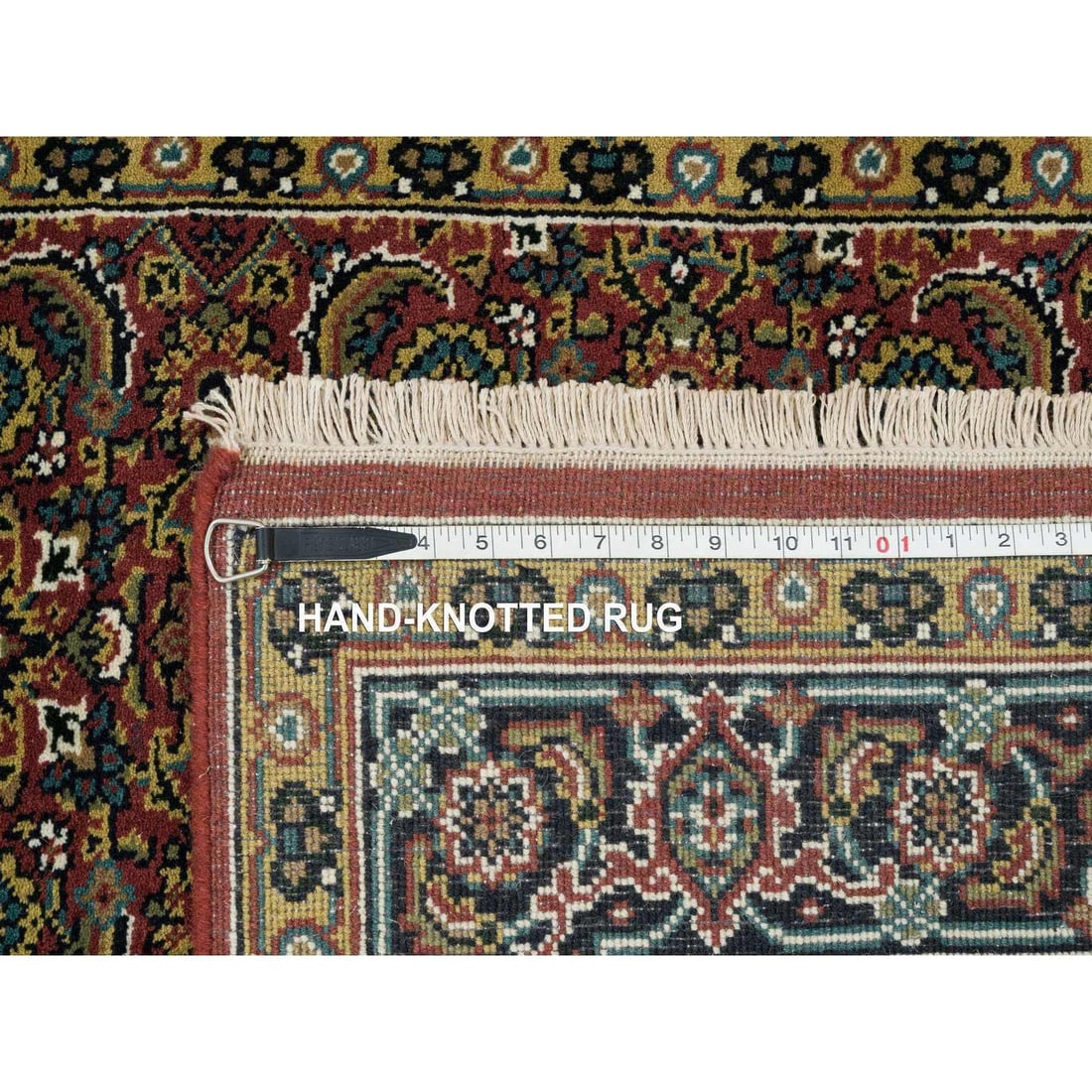 Rug 4'2"x6' Red Herrita Fish Design 175 KSPI Hand Knotted Wool and Silk - 8