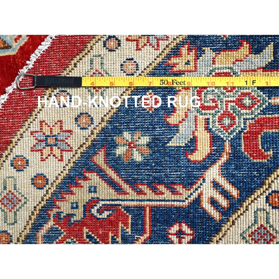 Rug 9'x9' Rufous Red Special Kazak Wool Hand Knotted Round - 11