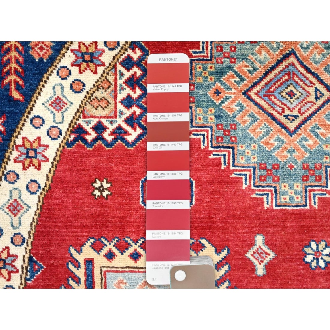 Rug 9'x9' Rufous Red Special Kazak Wool Hand Knotted Round - 7