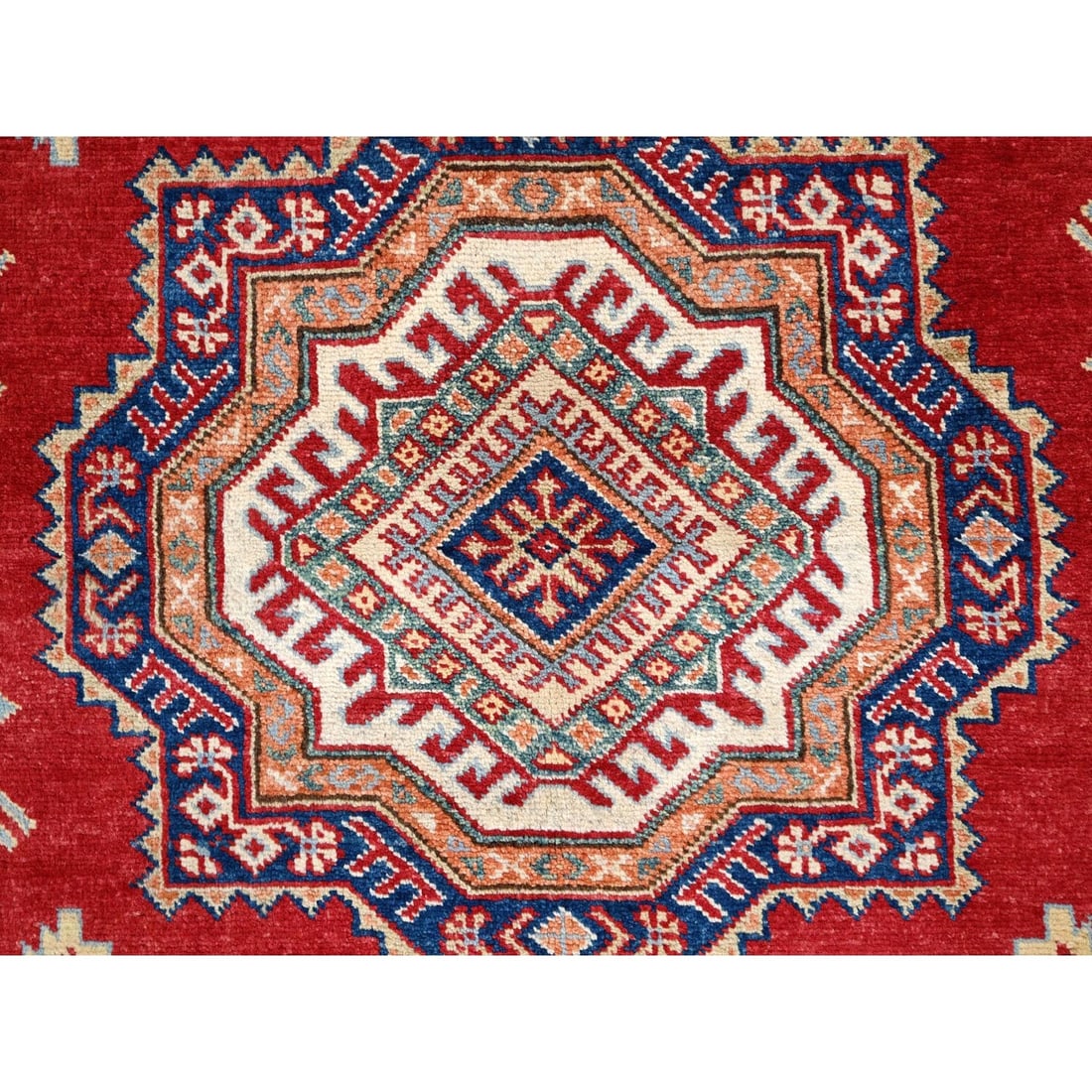 Rug 9'x9' Rufous Red Special Kazak Wool Hand Knotted Round - 8
