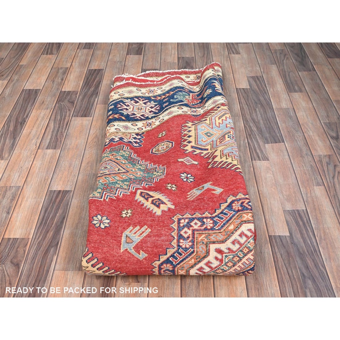 Rug 9'x9' Rufous Red Special Kazak Wool Hand Knotted Round - 9