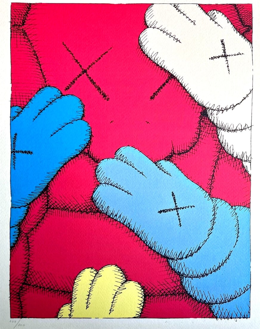 200ex Kaws Lithograph Numbered Limited Mori Museum: 200ex Kaws Lithograph Numbered Limited Mori Museum A highly sought-after collaboration between renowned artist Kaws and the Mori Art Museum, this limited edition lithograph is a rare opportunity to