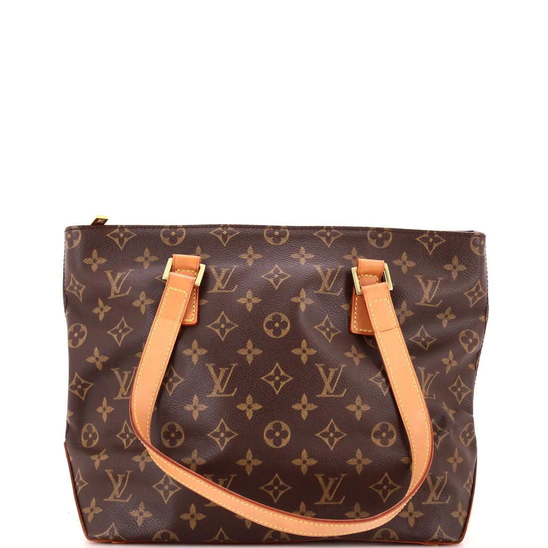 Canvas Louis Vuitton Cabas Piano Monogram: Canvas Louis Vuitton Cabas Piano Monogram A rare and iconic Louis Vuitton Cabas Piano Monogram tote, crafted from rich brown canvas with gold hardware, boasts the signature LV monogram pattern on its