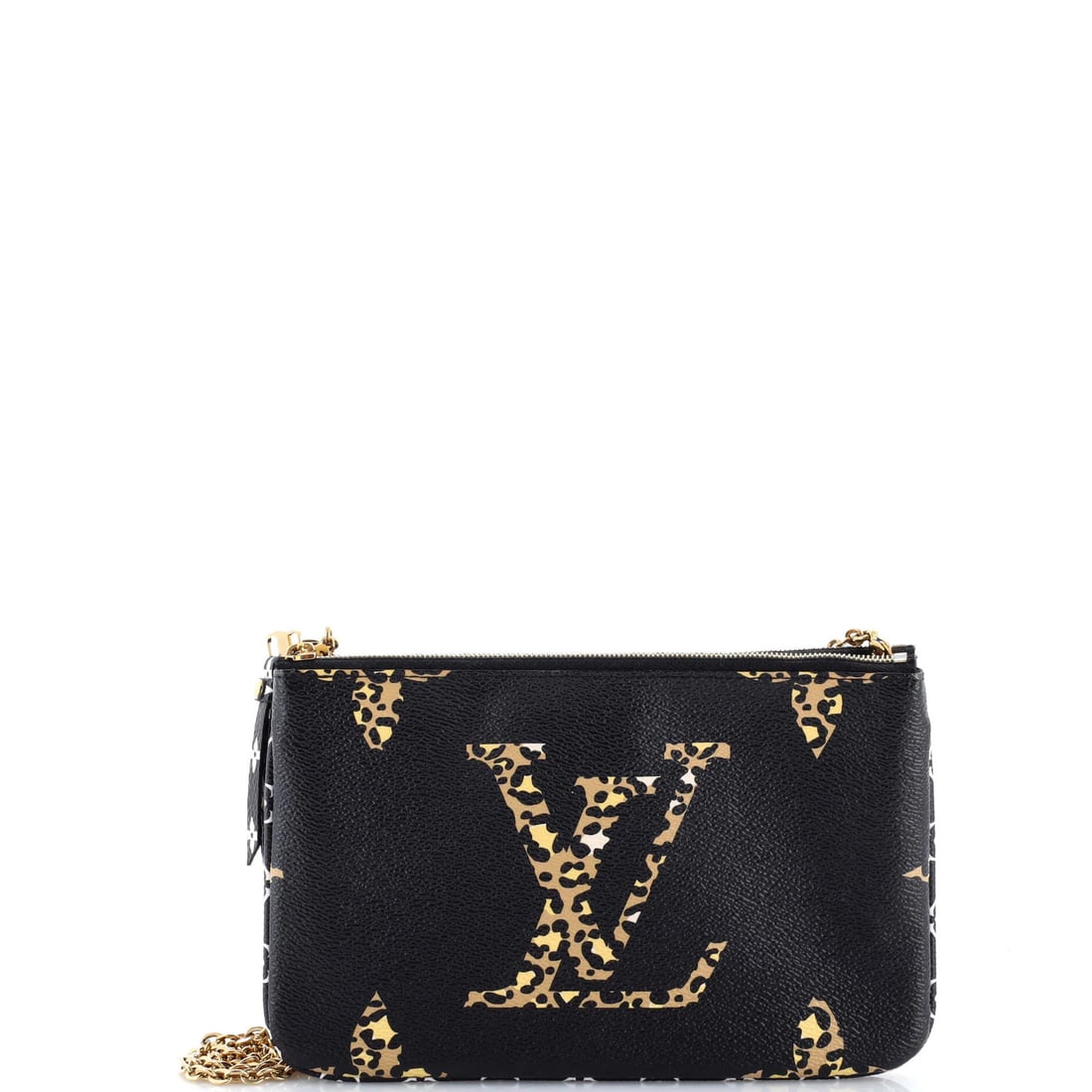 Louis Vuitton Jungle Monogram Double Zip Pochette - Limited Edition: Louis Vuitton Jungle Monogram Double Zip Pochette - Limited Edition Experience the iconic style of Louis Vuitton with this Limited Edition Jungle Monogram Double Zip Pochette, boasting a sleek black
