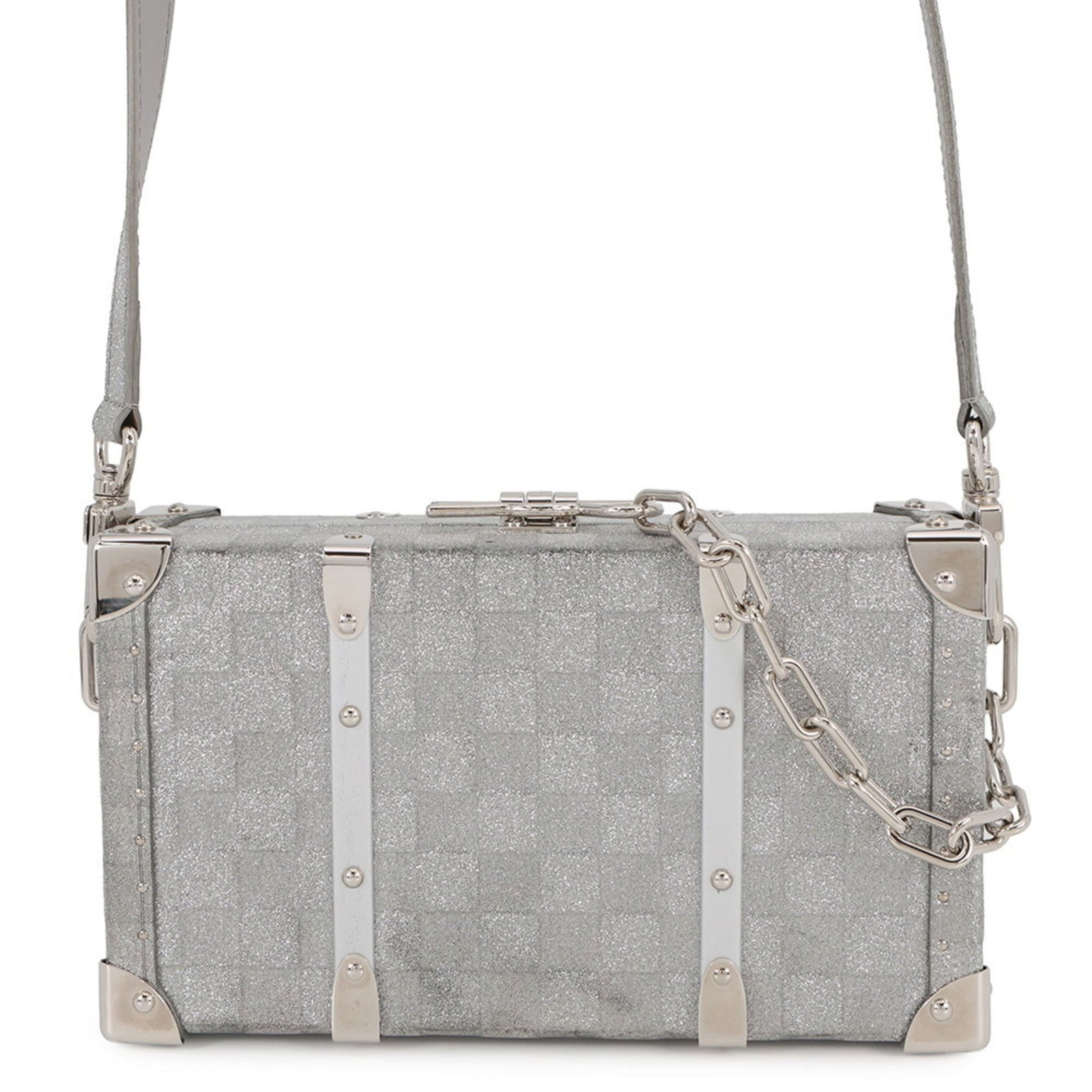 Louis Vuitton Shoulder Bag: Louis Vuitton Shoulder Bag A sleek and sophisticated silver Louis Vuitton shoulder bag, perfect for adding a touch of luxury to any outfit. With its classic design and durable construction, this