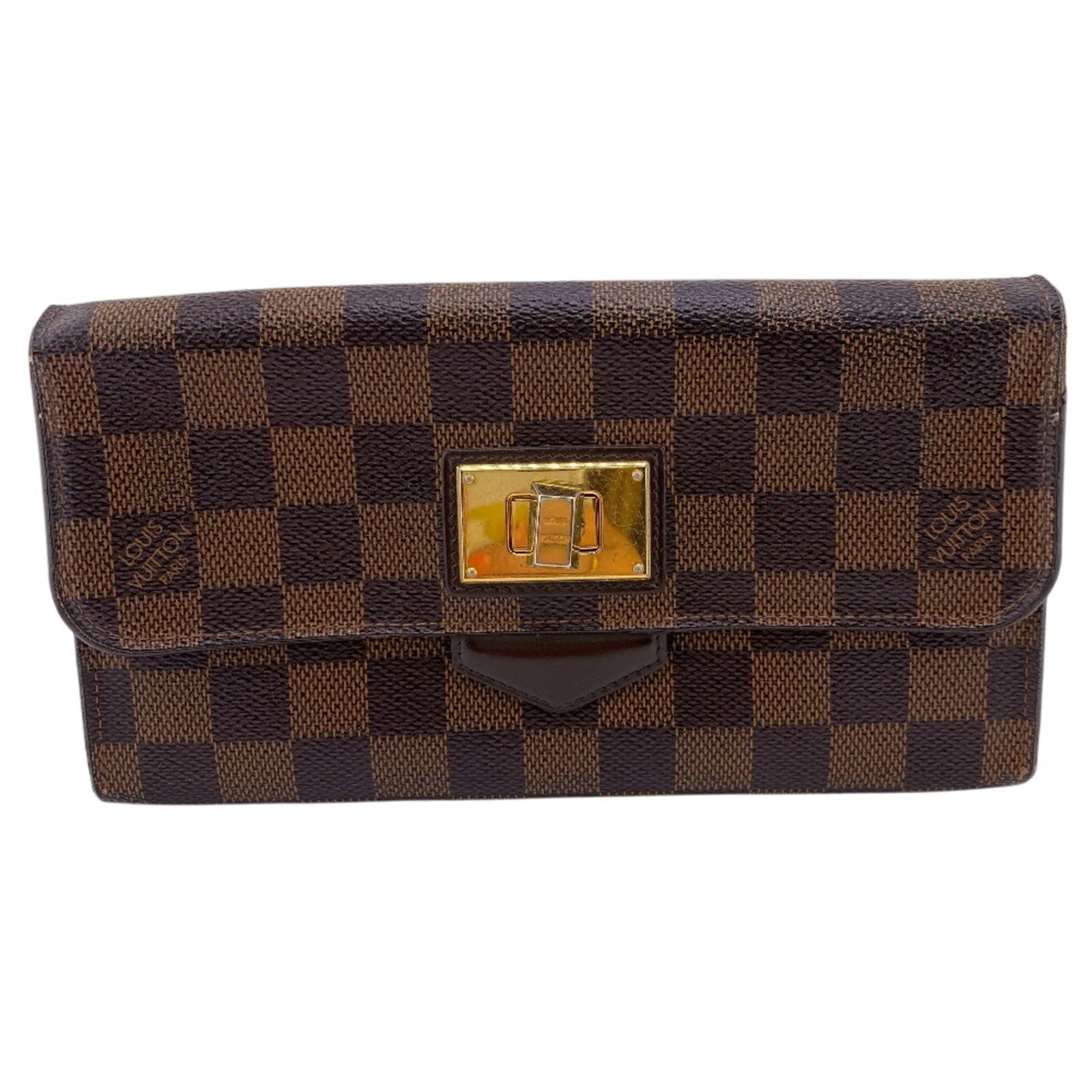 Louis Vuitton Bi-Fold Leather Wallet: Louis Vuitton Bi-Fold Leather Wallet A pre-owned Louis Vuitton bi-fold leather wallet in rich brown and gold tones, boasting the iconic LV monogram pattern. With its spacious interior and classic